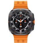 ساعت هوشمند سامسونگ مدل Galaxy Watch Ultra L705 (LTE, 47mm) بند سیلیکون اصل - بدنه تیتانیومی خاکستری بند نارنجی, 18 ماه گارانتی شرکتی (تحویل زیر سه ساعت در تهران در صورت هماهنگی)-ا نمای ۲